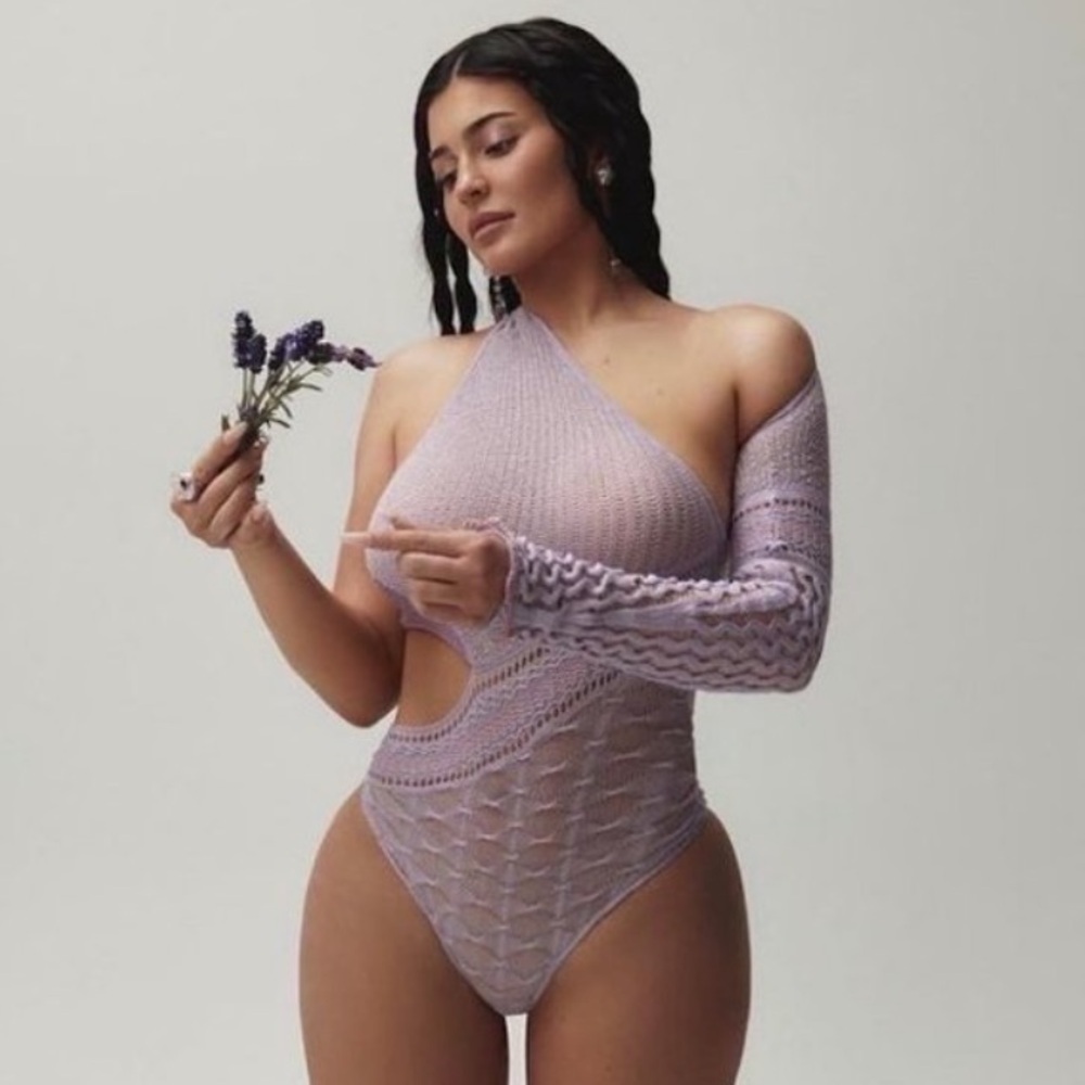 ROBERTA EINER Dina Knit Purple Wrap Long Sleeve Bodysuit Top